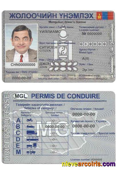 Mongolia driving license